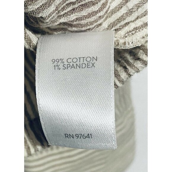 J Jill Top Womens Medium Brown Striped Faux Wrap V Neck Roll Tab Sleeves Boho - Picture 8 of 10